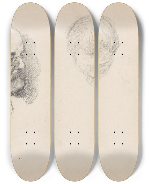 Triptych art skateboard deck of Signe Scheel Johan Christian Rder Scheel Axel Scheel by Signe Scheel (1860-1942)