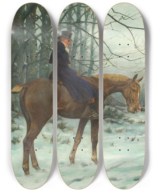 Triptych art skateboard deck of George Wright A Chance Encounter by George Wright (1860-1944)