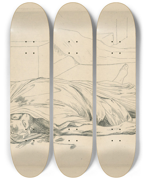 Triptych art skateboard deck of Jeanlon Grme Roman Senator by Jean-Lon Grme (1824-1904)