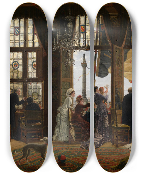 Triptych art skateboard deck of Constant Cap Remembering The National Festivities Of 1880 by Constant Cap