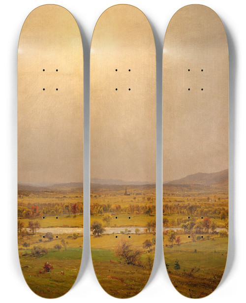 Triptych art skateboard deck of Jasper Francis Cropsey Pompton Plains New Jersey_2 by Jasper Francis Cropsey (1823-1900)