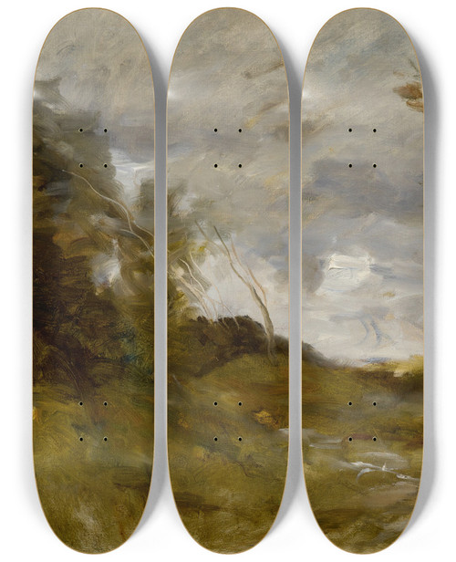 Triptych art skateboard deck of Jeanbaptistecamille Corot Valle Solitaire_2 by Jean-Baptiste-Camille Corot (1796-1875)