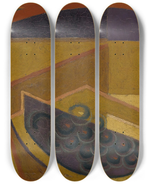 Triptych art skateboard deck of Juan Gris Le Raisin Noir by Juan Gris (1887-1927)