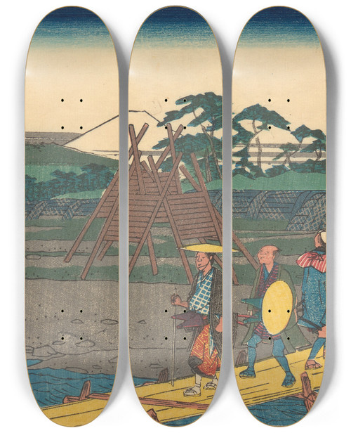 Triptych art skateboard deck of And Hiroshige Shimada_2 by Ando Hiroshige (1797-1858)