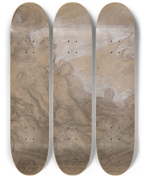 Triptych art skateboard deck of Victor Mller Odyssseus And The Sirens_2 by Victor Muller (1829-1871)