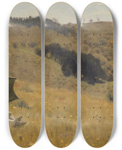 Triptych art skateboard deck of Lawrence Almatadema Sunny Days by Lawrence Alma-Tadema (1836-1912)