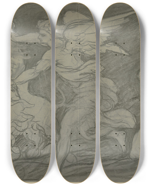 Triptych art skateboard deck of Victor Mller Daniel In The Lions Den_2 by Victor Muller (1829-1871)