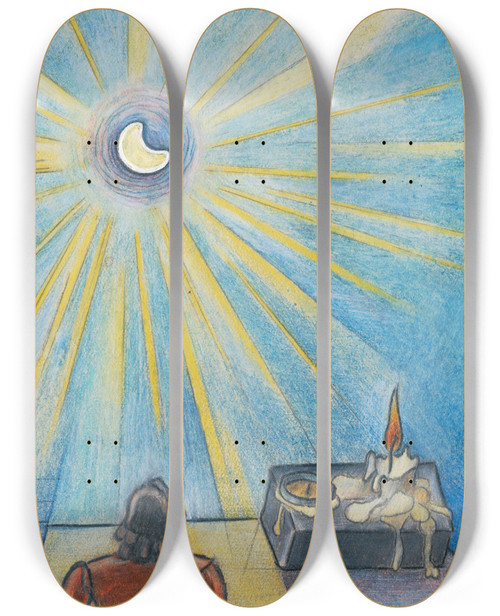 Triptych art skateboard deck of Karl Wiener Sonnenfinsternis Und Geburtstag Der Mutter by Karl Wiener (1901-1949)