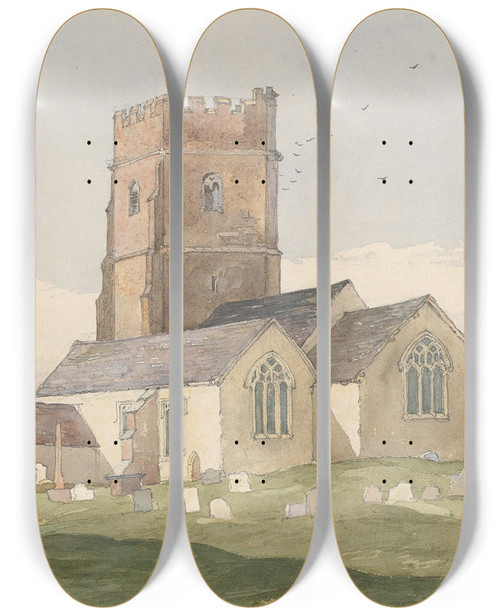 Triptych art skateboard deck of Rev James Bulwer One From A Volume Of Drawings And Prints_13 by Rev James Bulwer (1794-1879)
