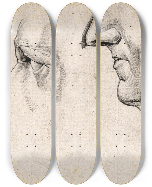 Triptych art skateboard deck of David Humbert De Superville Oog Neus En Kin V Franciscus Hemsterhuys by David Humbert De Superville (1770-1849)