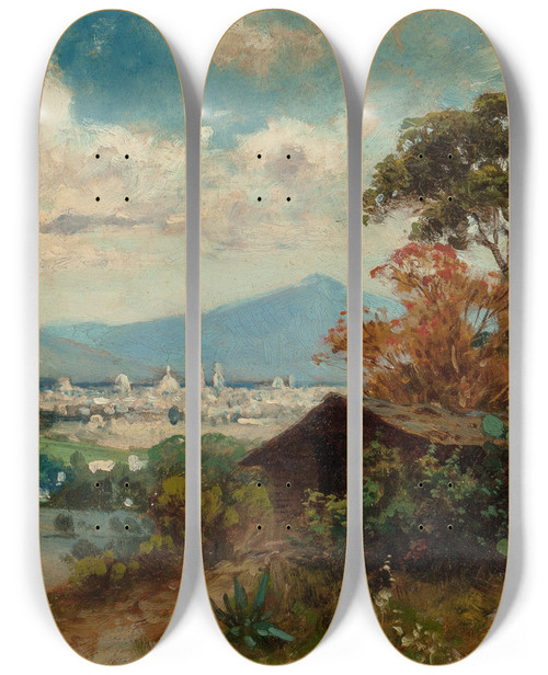 Triptych art skateboard deck of August Lhr Mexico by August Lohr (1842-1920)