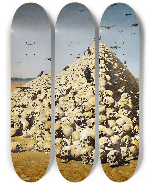 Triptych art skateboard deck of Vasily Vereshchagin The Apotheosis Of War by Vasily Vereshchagin (1842-1904)