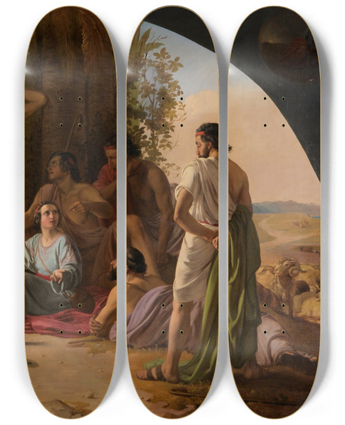Triptych art skateboard deck of Carl Wurzinger Josef Erzhlt Seine Trume by Carl Wurzinger (1817-1883)