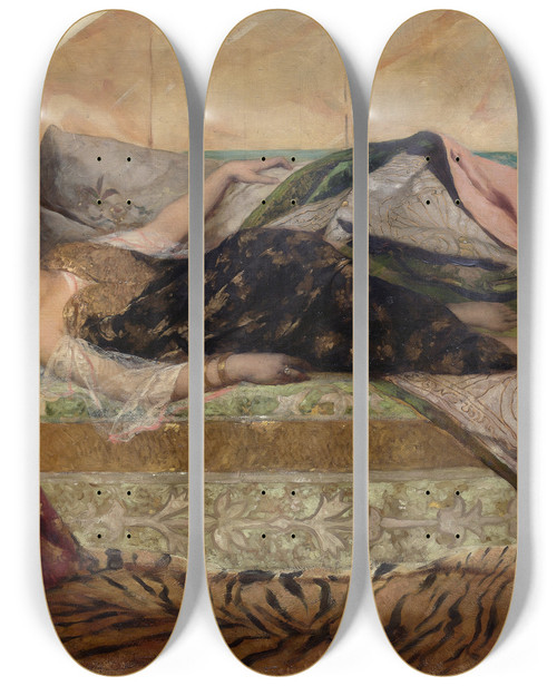 Triptych art skateboard deck of Jeanjosephbenjamin Constant Odalisque_2 by Jean-Joseph-Benjamin Constant (1845-1902)