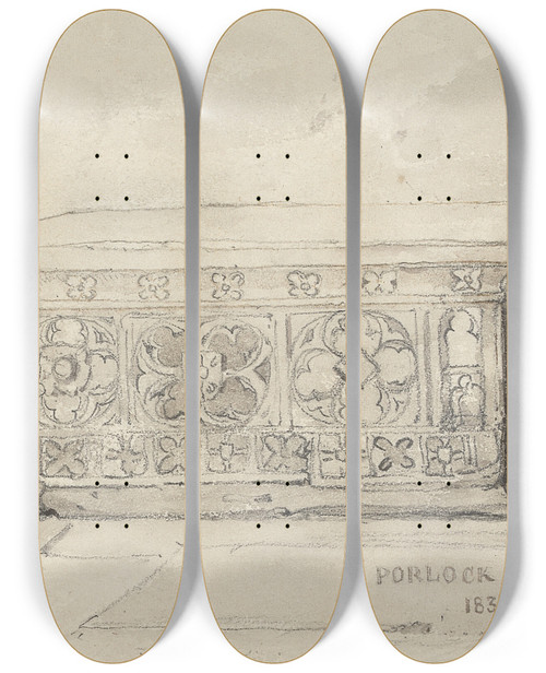 Triptych art skateboard deck of Rev James Bulwer One From A Volume Of Drawings And Prints_19 by Rev James Bulwer (1794-1879)