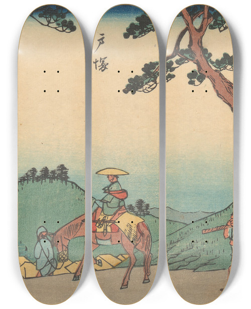 Triptych art skateboard deck of And Hiroshige Totsuka_2 by Ando Hiroshige (1797-1858)