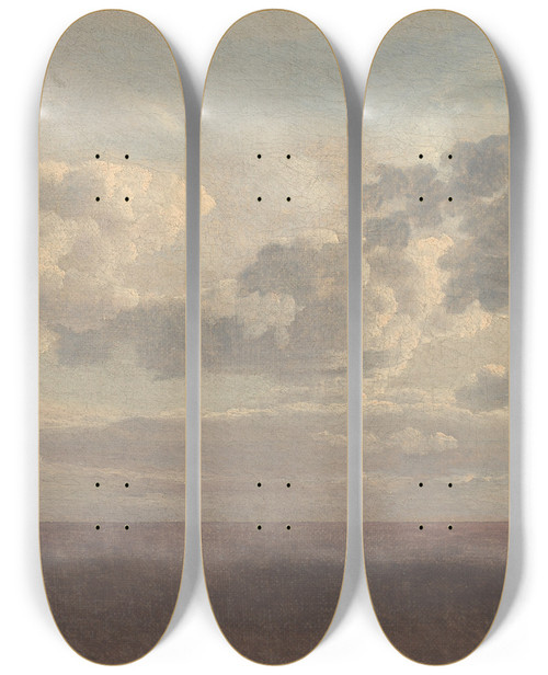 Triptych art skateboard deck of Christoffer Wilhelm Eckersberg Study Of Clouds Over The Sea by Christoffer Wilhelm Eckersberg (1783-1853)