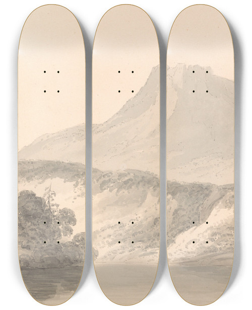 Triptych art skateboard deck of Dr Thomas Monro The Edge Of The Lake_1 by Dr Thomas Monro (1759-1833)