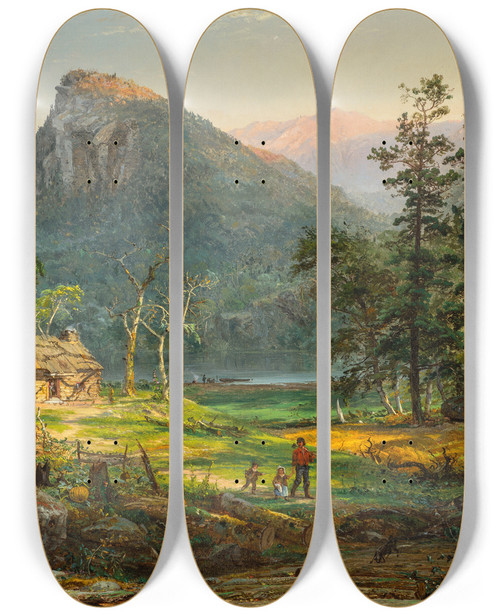 Triptych art skateboard deck of Jasper Francis Cropsey Pioneers Home Eagle Cliff White Mountains by Jasper Francis Cropsey (1823-1900)