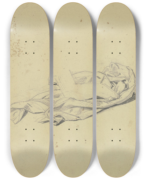 Triptych art skateboard deck of Jakob Becker Draperie Darauf Eine Hand Gesttzt by Jakob Becker (1810-1872)