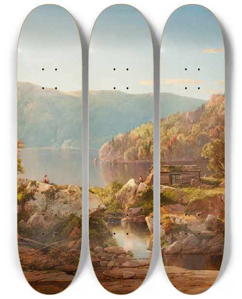Triptych art skateboard deck of William Louis Sonntag Autumn Morning On The Potomac by William Louis Sonntag (1822-1900)