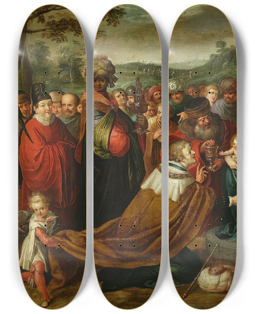 Triptych art skateboard deck of Frans Francken The Younger Adoration Of The Magi Matthew 21011 by Frans Francken the Younger (1581-1642)