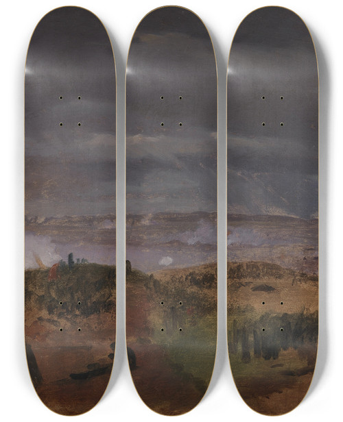 Triptych art skateboard deck of Jrgen Sonne The Battle Of Isted 25 July 1850 Study by Jorgen Sonne (1801-1890)