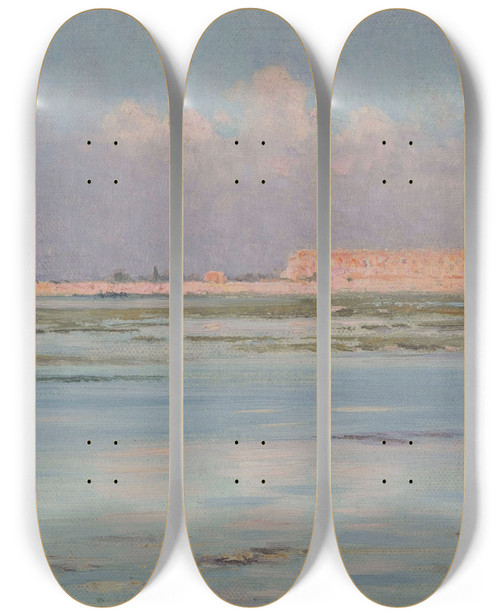 Triptych art skateboard deck of Henrybrokman Le Temple De Louxor Egypte by HenryBrokman (1868-1933)