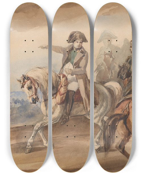 Triptych art skateboard deck of Piotr Michaowski Napoleon Wydajcy Rozkazy by Piotr Michalowski (1800-1855)