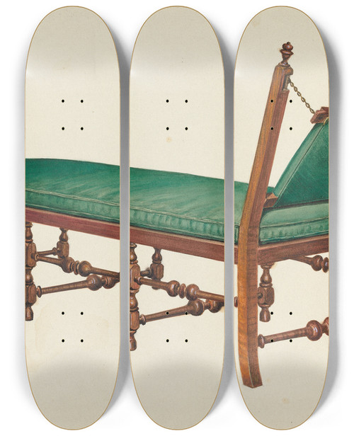Triptych art skateboard deck of B Holstgrubbe Day Bed_3 by B. Holst-Grubbe