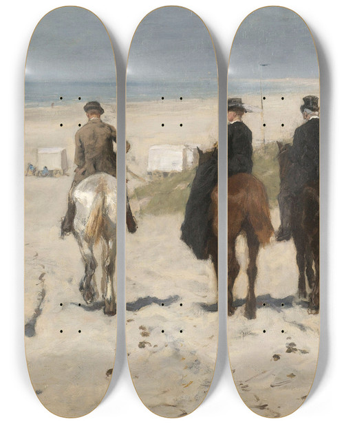 Triptych art skateboard deck of Anton Mauve Morning Ride Along The Beach_2 by Anton Mauve (1838-1888)