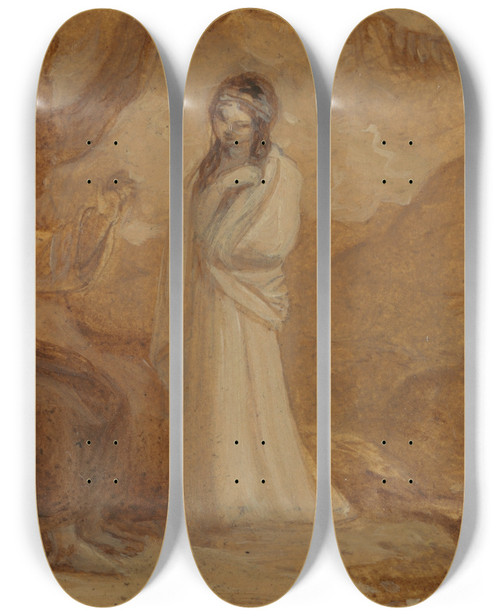 Triptych art skateboard deck of Robert Smirke Illustration For Shakespeares A Winters Tale Or Cymbeline by Robert Smirke (1752-1845)