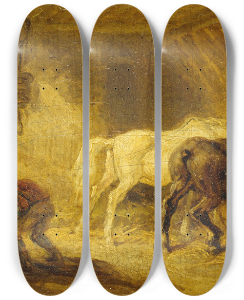 Triptych art skateboard deck of James Ward Interior Of A Stable by James Ward (1769-1859)