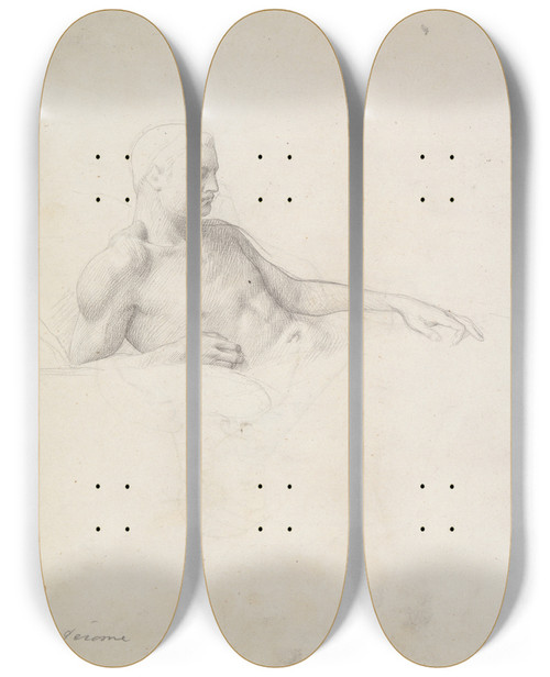 Triptych art skateboard deck of Jeanlon Grme Study For King Candaules_2 by Jean-Lon Grme (1824-1904)