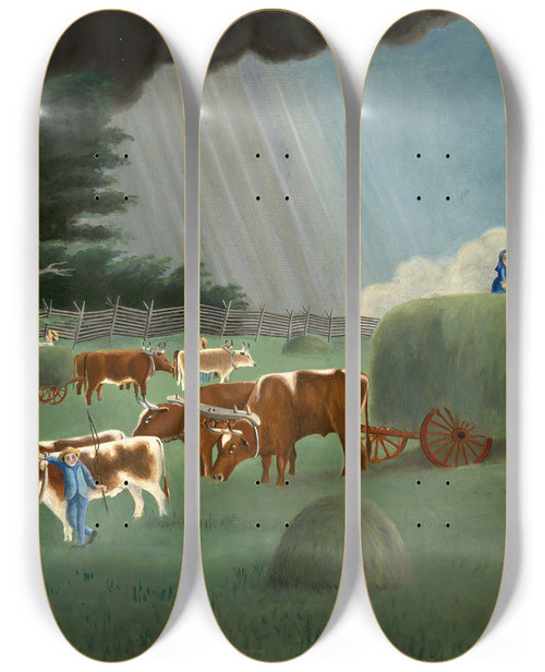 Triptych art skateboard deck of John Koehl It Will Soon Be Here After Olof Krans by John Koehl