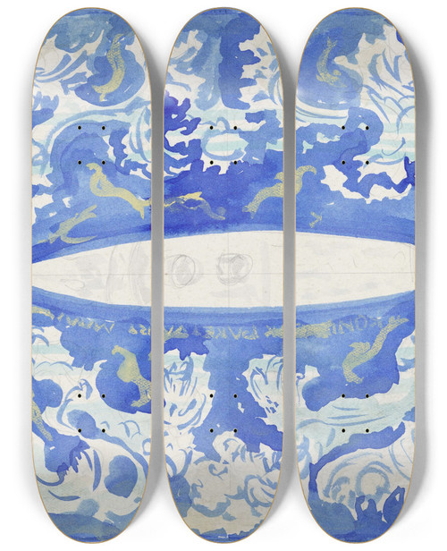 Triptych art skateboard deck of Carel Adolph Lion Cachet Ontwerp Voor Vignet Van De Koninklijke Paketvaart Maatschappij_4 by Carel Adolph Lion Cachet (1864-1945)
