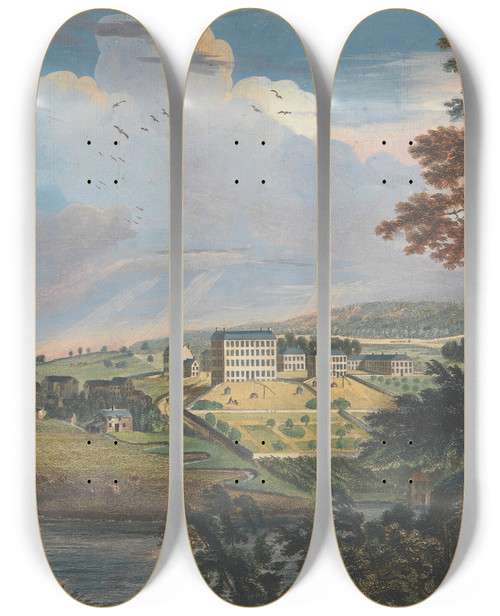 Triptych art skateboard deck of Paul Sandby One Of Six Remarkable Views In The Provinces Of New York New Jersey And Pennsylvania From Scenographi Americana_2 by Paul Sandby (1731-1809)