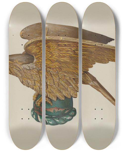 Triptych art skateboard deck of John W Kelleher Eagle From Tugboat Wheelhouse by John W Kelleher