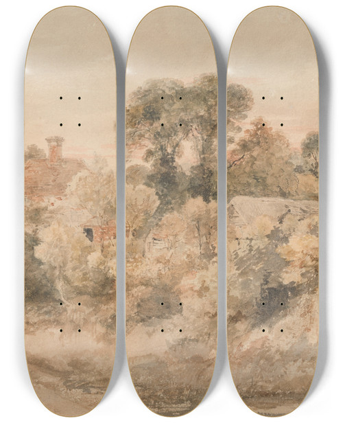 Triptych art skateboard deck of Henry Edridge Great Bookham Surrey by Henry Edridge (1769-1821)