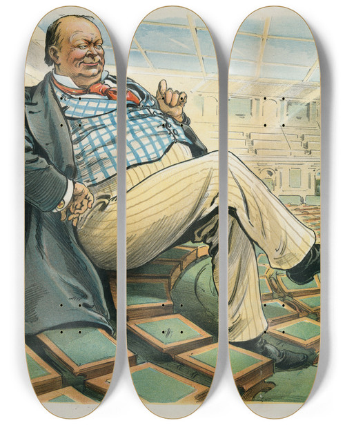 Triptych art skateboard deck of Udo Keppler Extra Session Of The House Of Representatives Of The Fiftyfifth Congress by Udo Keppler (1872-1956)