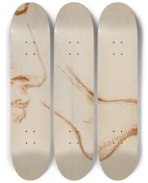 Triptych art skateboard deck of Narcissevirgile Diaz De La Pea Etude Dun Pied Droit Et Du Profil Dun Nez Et Dune Bouche by Narcisse-Virgile Diaz de La Pea (1808-1876)