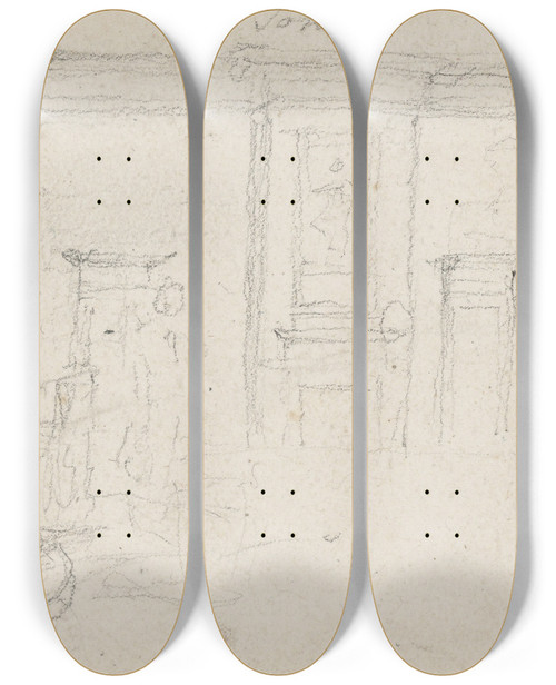Triptych art skateboard deck of John Trumbull Sketch For The Interior Of The Maryland State Houseannapolis by John Trumbull (1756-1843)