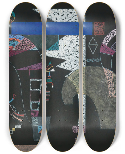 Triptych art skateboard deck of Wassily Kandinsky La Forme Blanche_1 by Wassily Kandinsky (1866-1944)