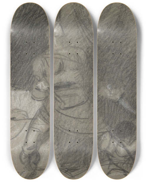 Triptych art skateboard deck of Benjamin Robert Haydon The Murder Of Duncan Macbeth With The Daggers by Benjamin Robert Haydon (1786-1846)