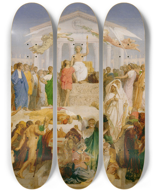 Triptych art skateboard deck of Jeanlon Grme The Age Of Augustus The Birth Of Christ by Jean-Lon Grme (1824-1904)