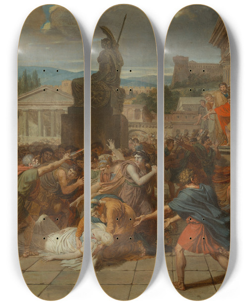 Triptych art skateboard deck of Guillaumeguillon Lethire The Death Of Virginia_1 by Guillaume Guillon Lethiere (1760-1832)