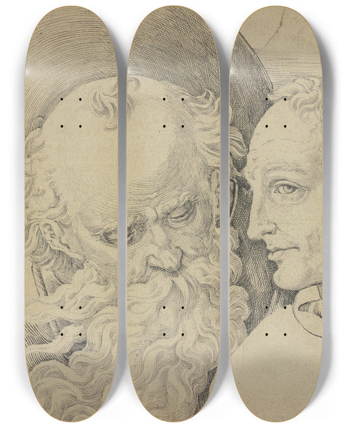 Triptych art skateboard deck of Anton Mller Der Heilige Hieronymus Und Ein Mnch by Anton Moller (1563-1611)