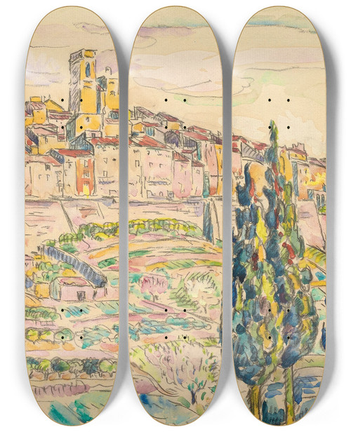 Triptych art skateboard deck of Paul Signac Saintpaul by Paul Signac (1863-1935)