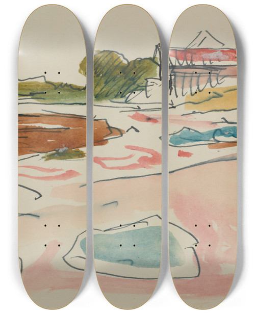 Triptych art skateboard deck of Edvard Munch Untitled 3 by Edvard Munch (1863-1944)