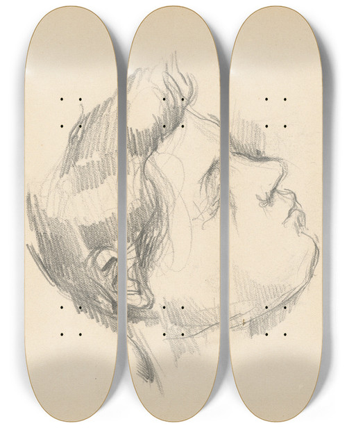 Triptych art skateboard deck of Paul Czanne Two Heads_1 by Paul Cezanne (1839-1906)